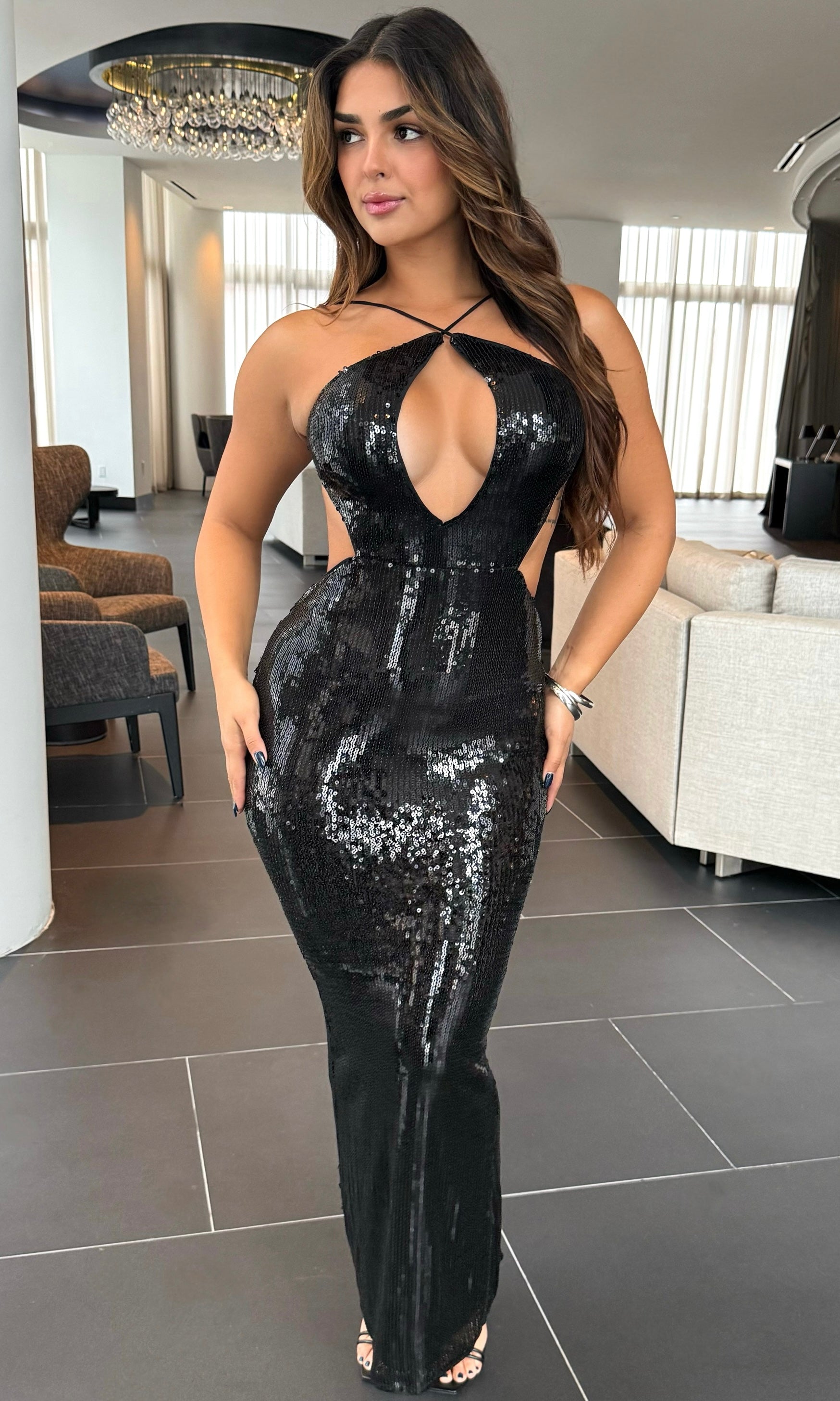 JUANA SEQUIN MAXI DRESS