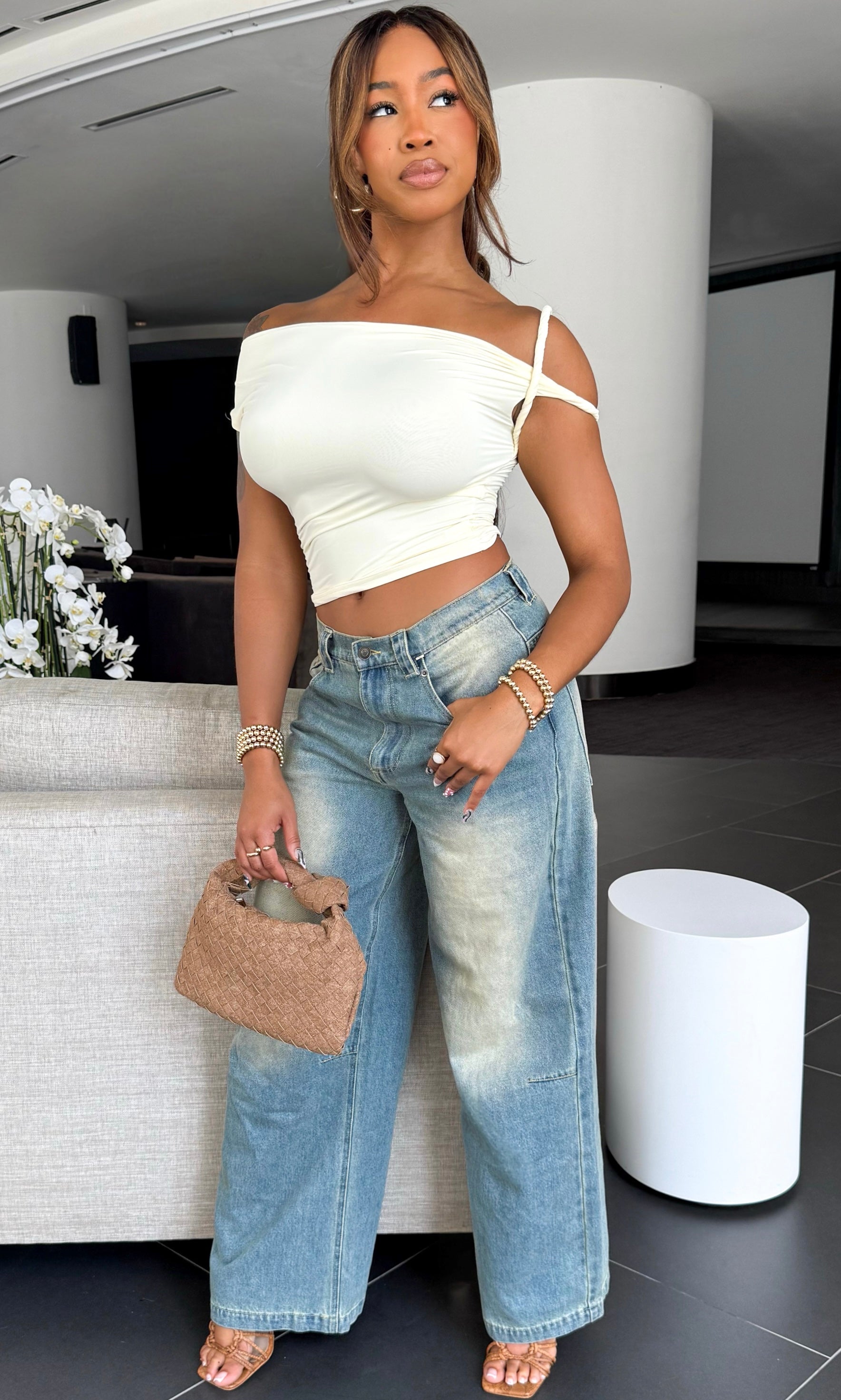 SYDNEY ASYMMETRICAL TWIST TOP (BUTTER)