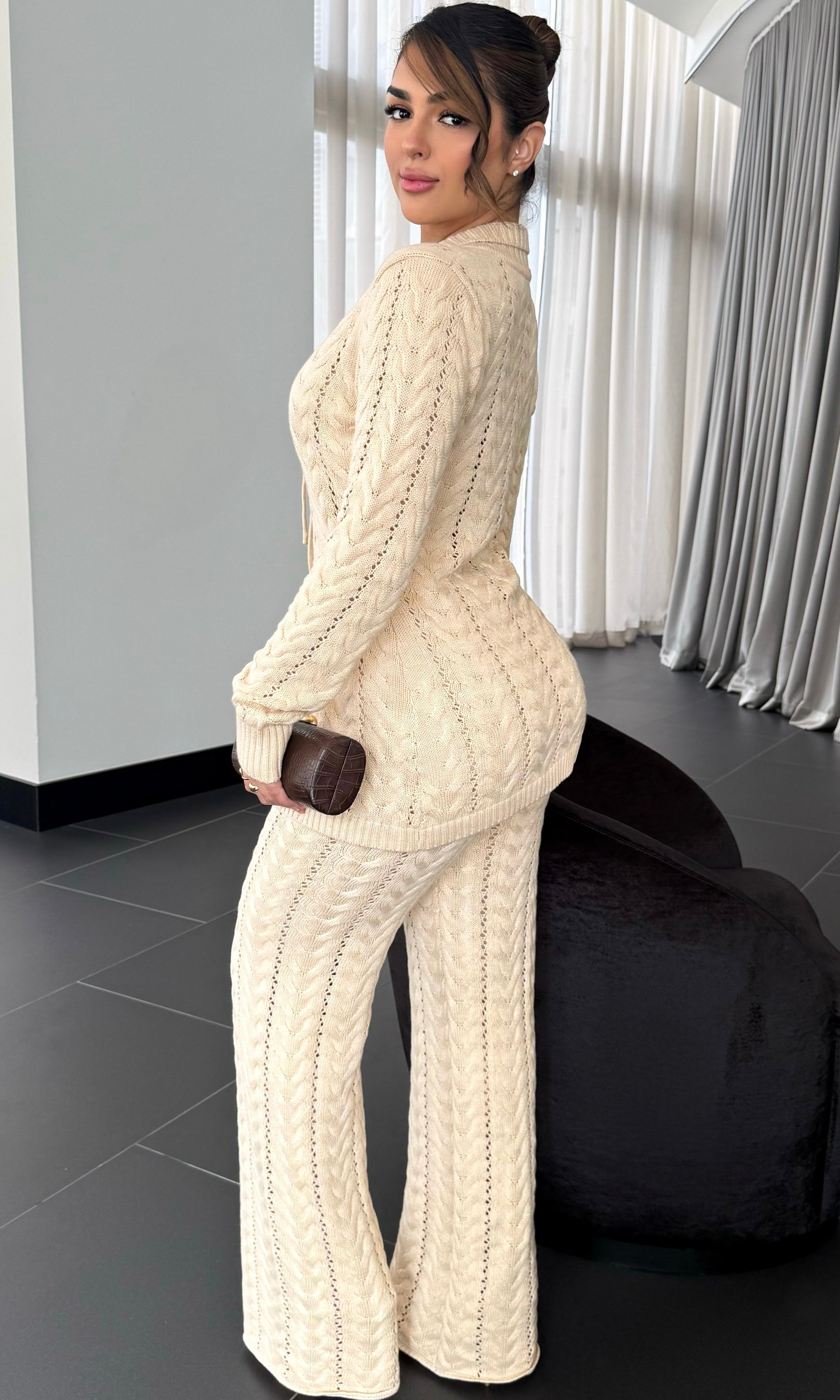 PAMELA CABLE-KNIT PANT SET