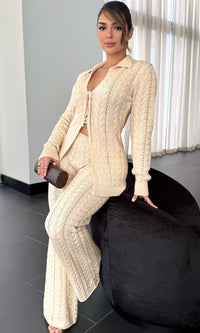 PAMELA CABLE-KNIT PANT SET